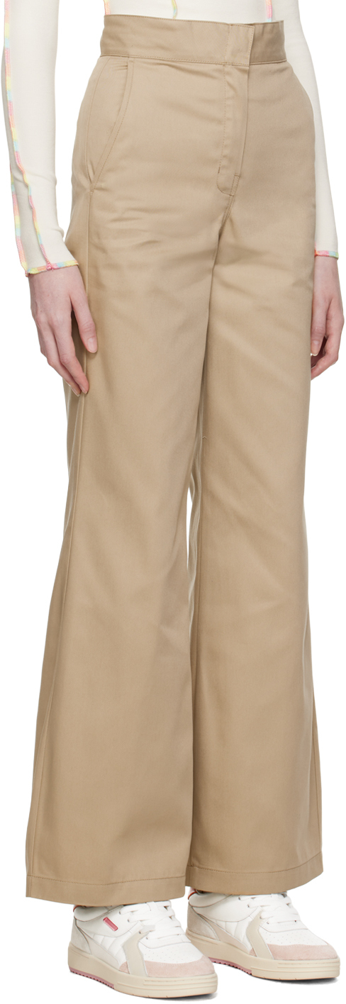 Beige reverse waistband slacks