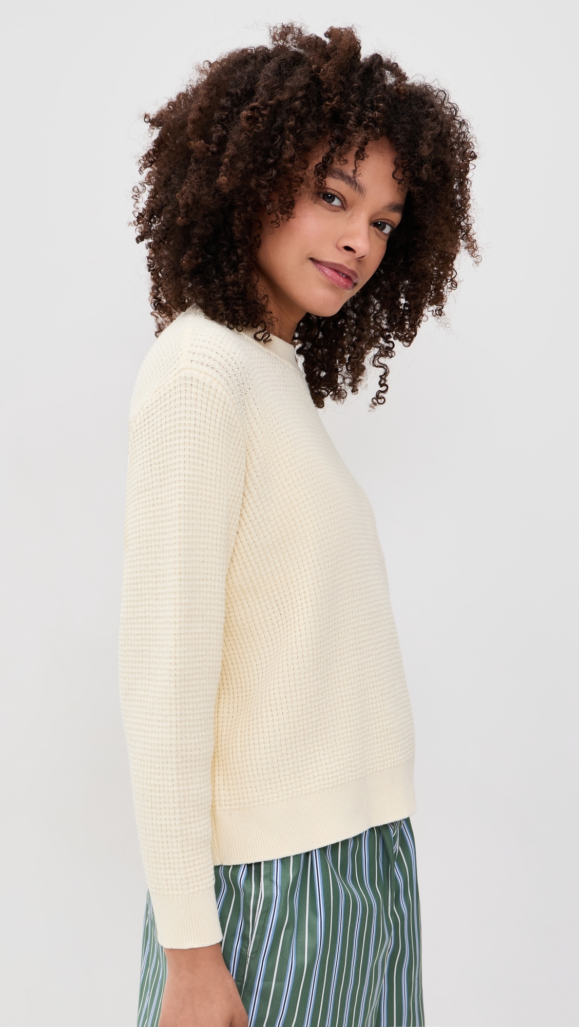 Waffle Knit Pullover Cream