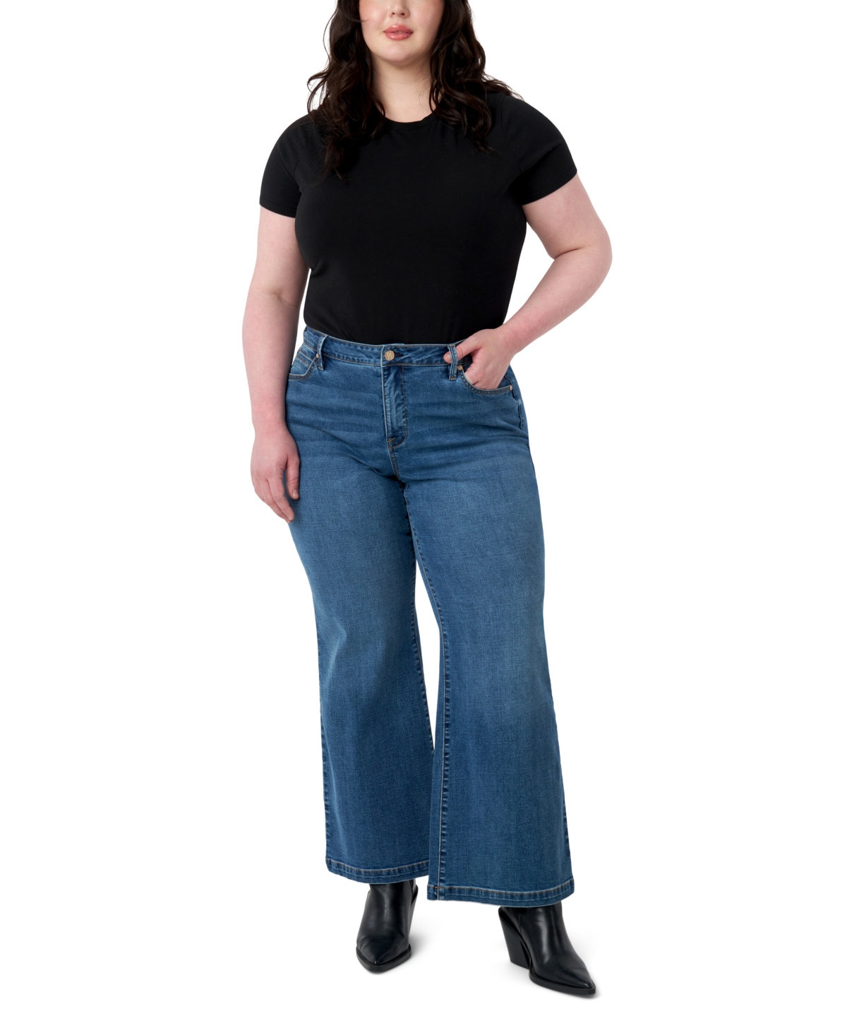 Plus Size Bella Wide Leg Jeans - Honey