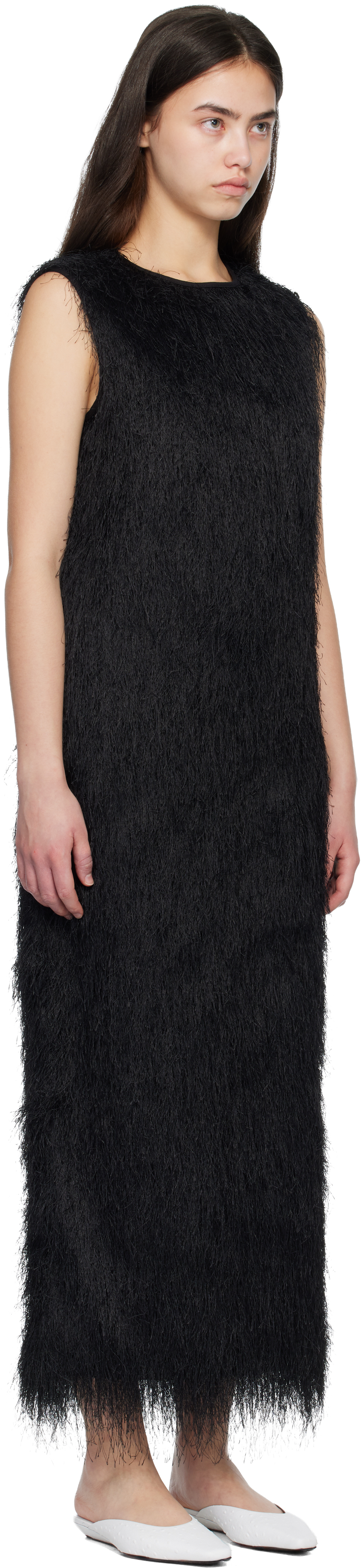Black TIWA Fringed Maxi Dress