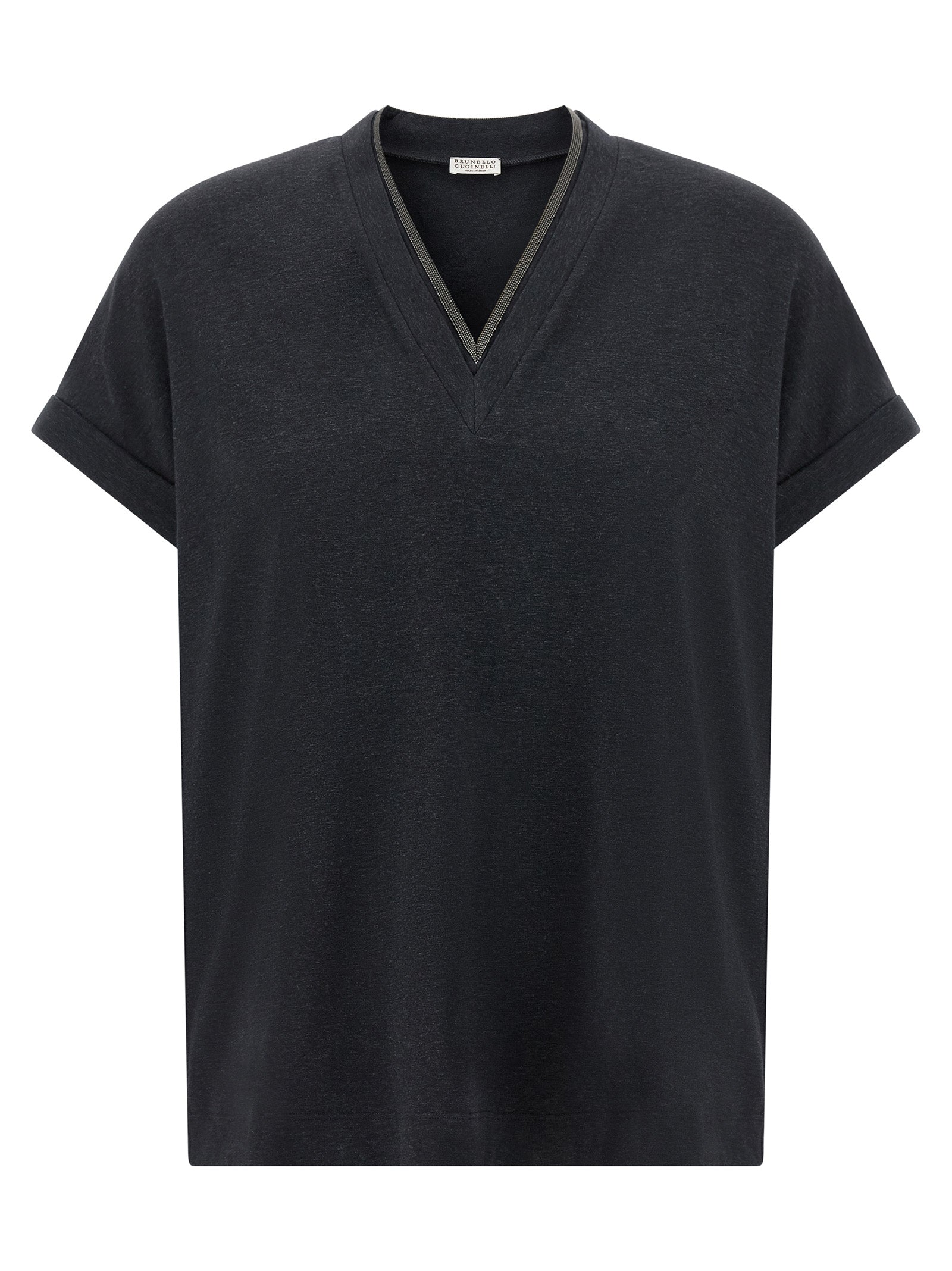 V-Neck Cotton T-Shirt — Gray