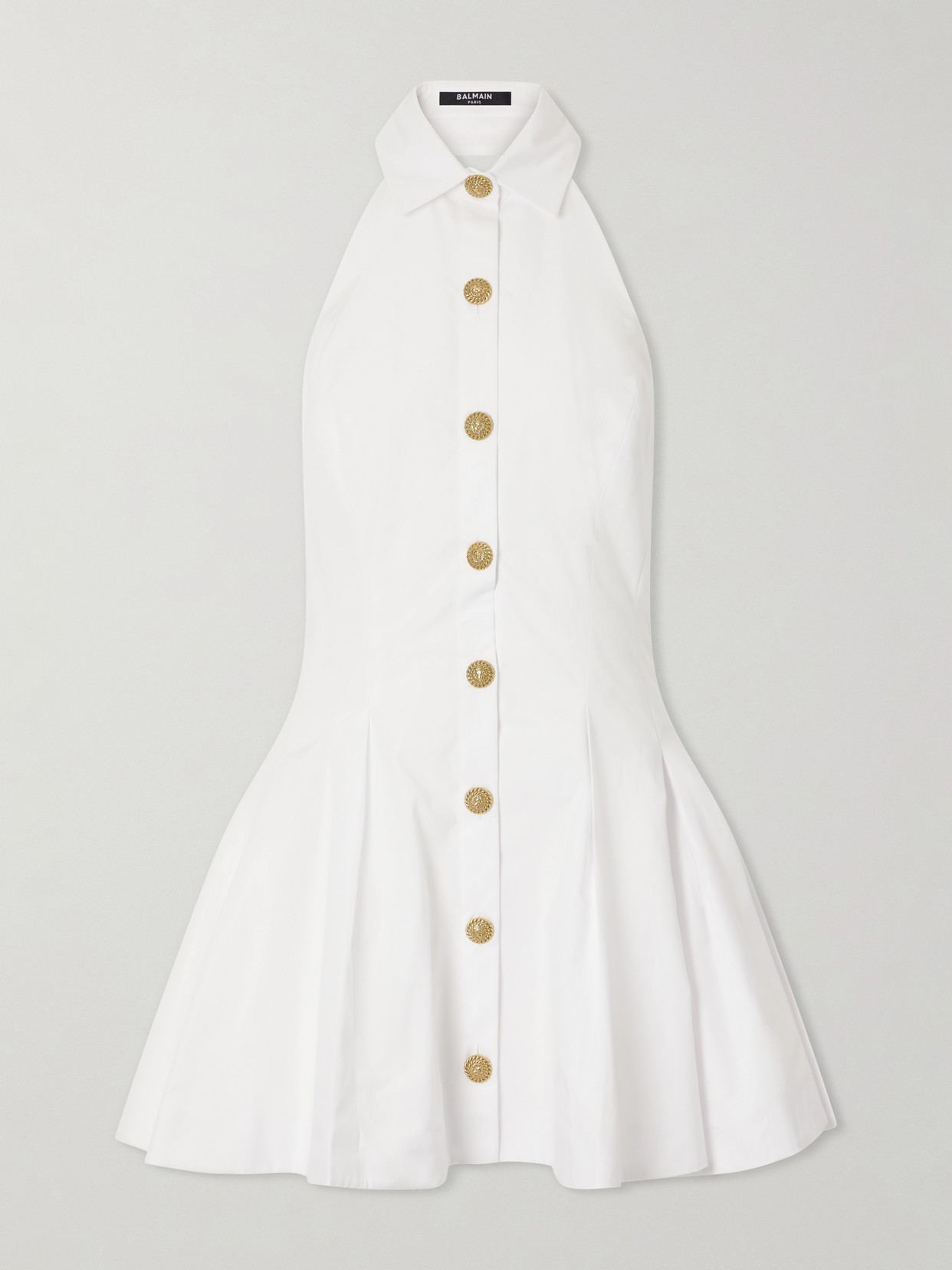Halterneck Cotton-poplin Mini Dress