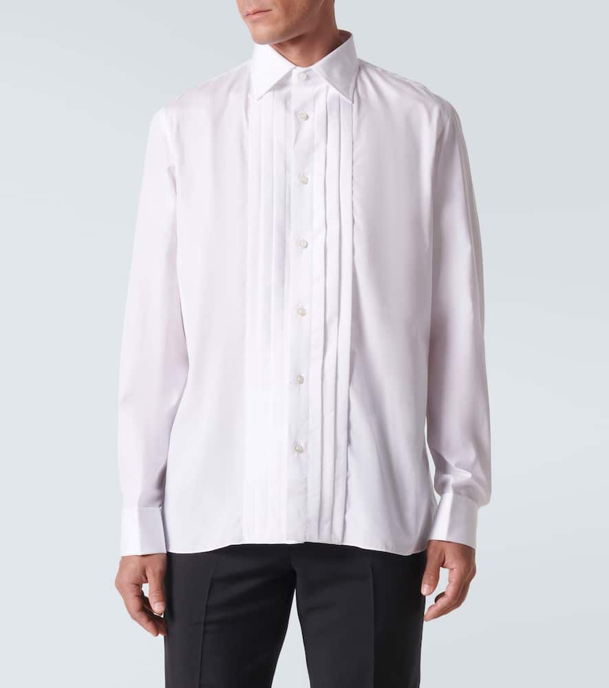 Pleated cotton tuxedo shirt
