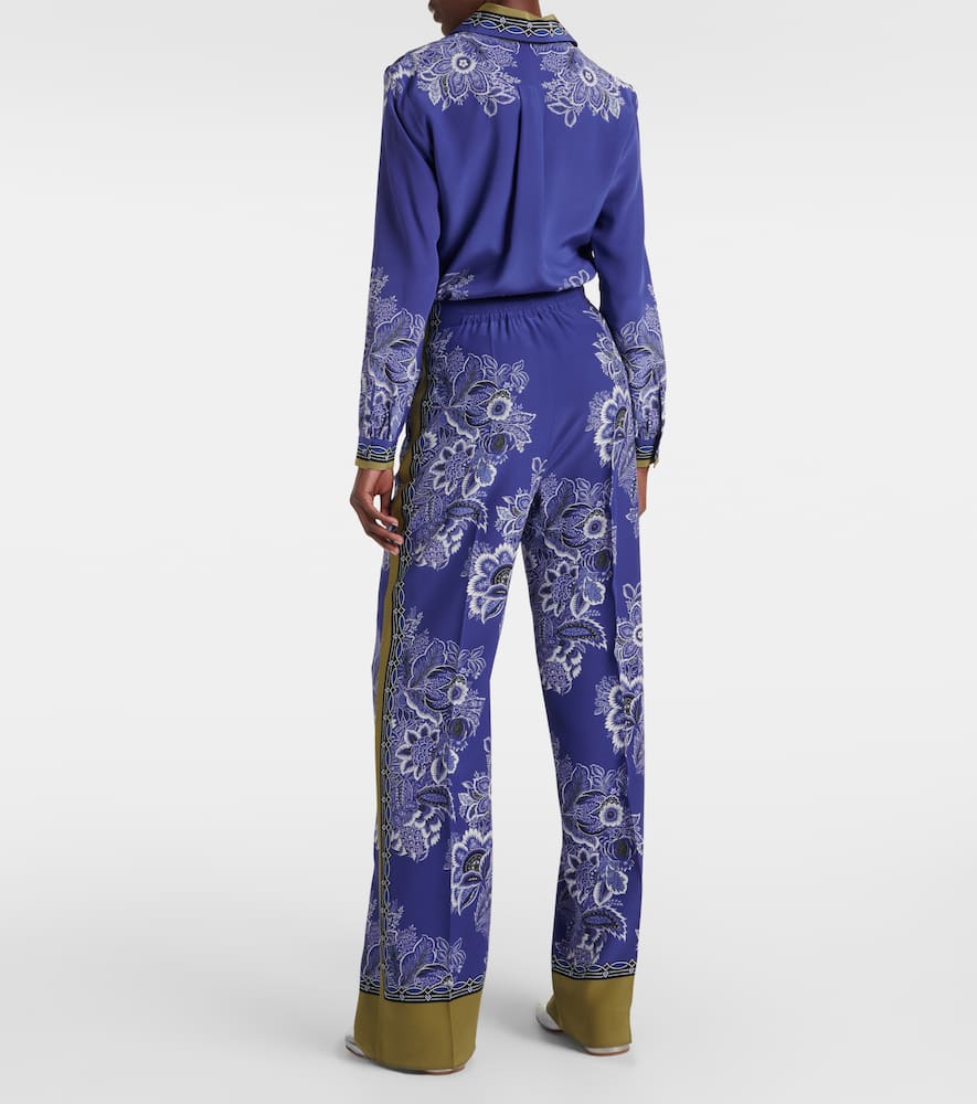 Paisley high-rise silk wide-leg pants