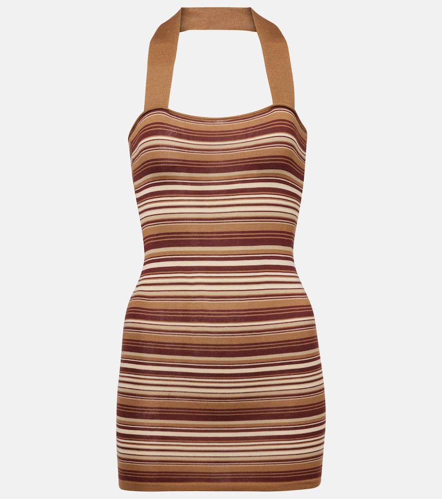 Striped knitted halterneck minidress