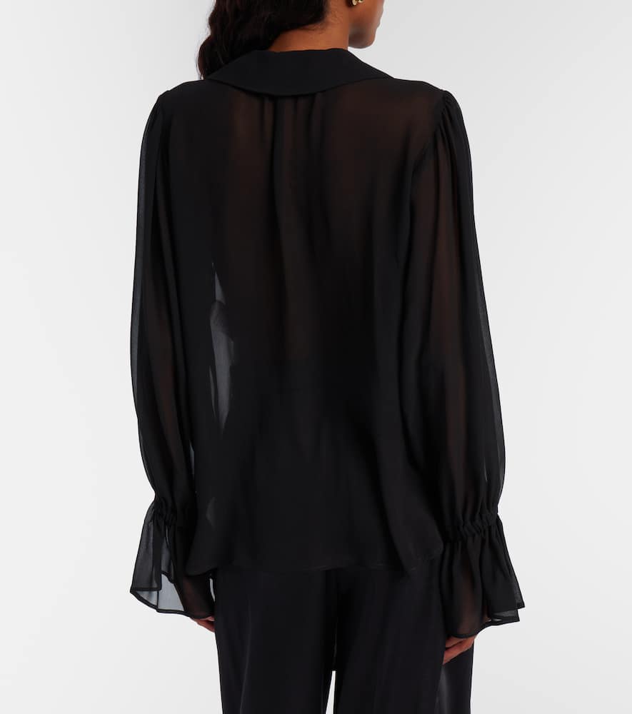 Ruffled sheer silk blouse