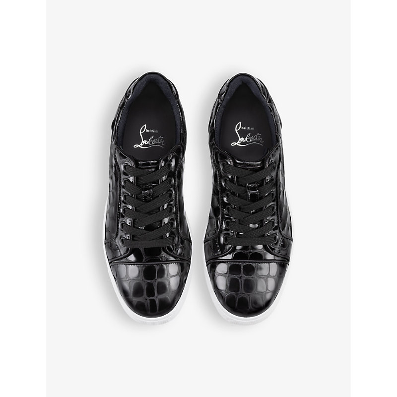 Womens Black Fun Vieira Leather Low-top Trainers