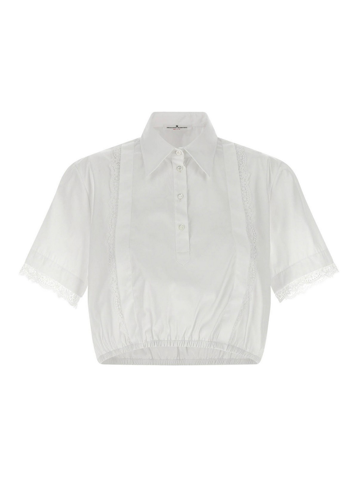 Lace Insert Shirt Shirt And Blouse White