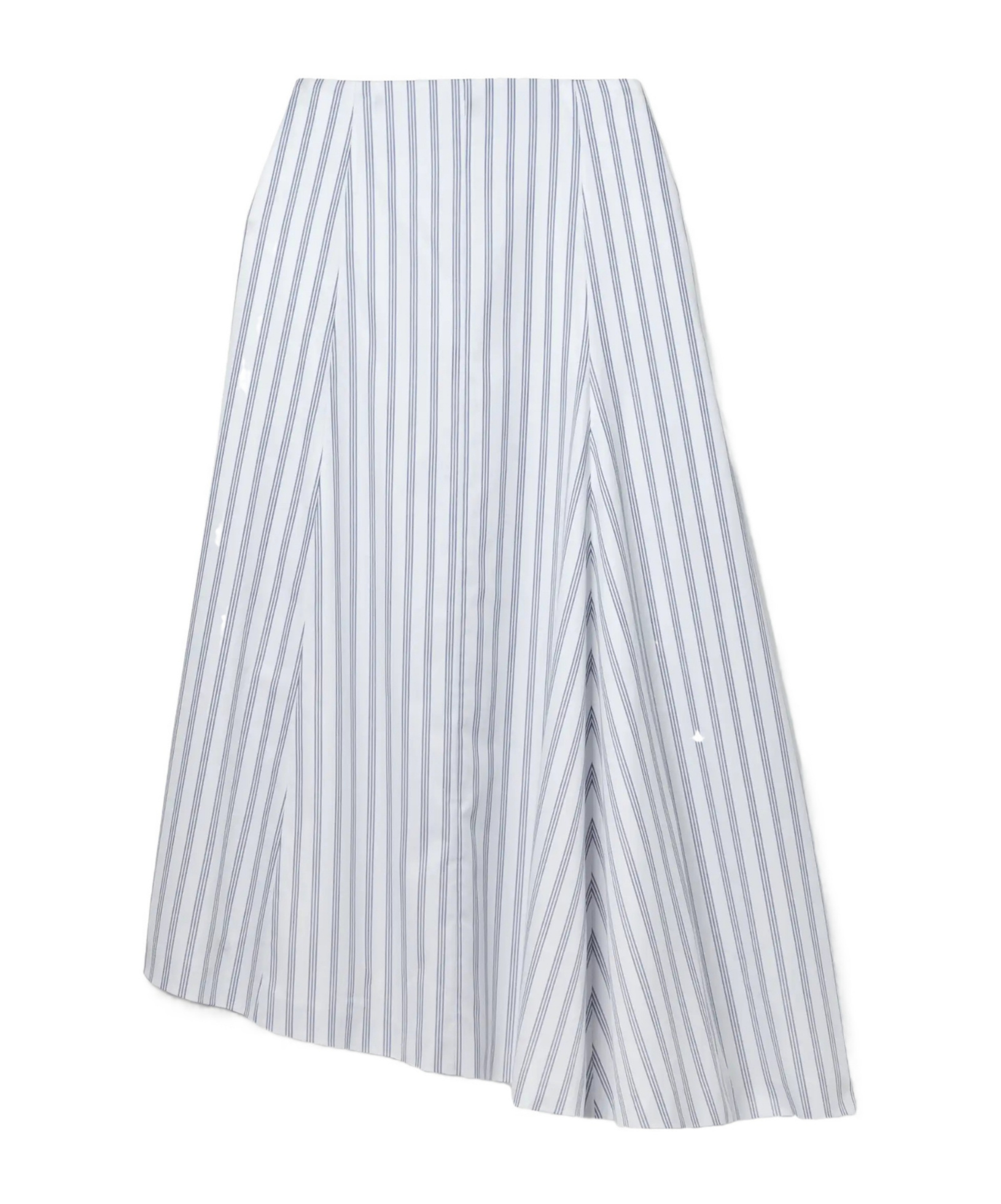 Ivy asymmetric striped cotton-twill midi skirt