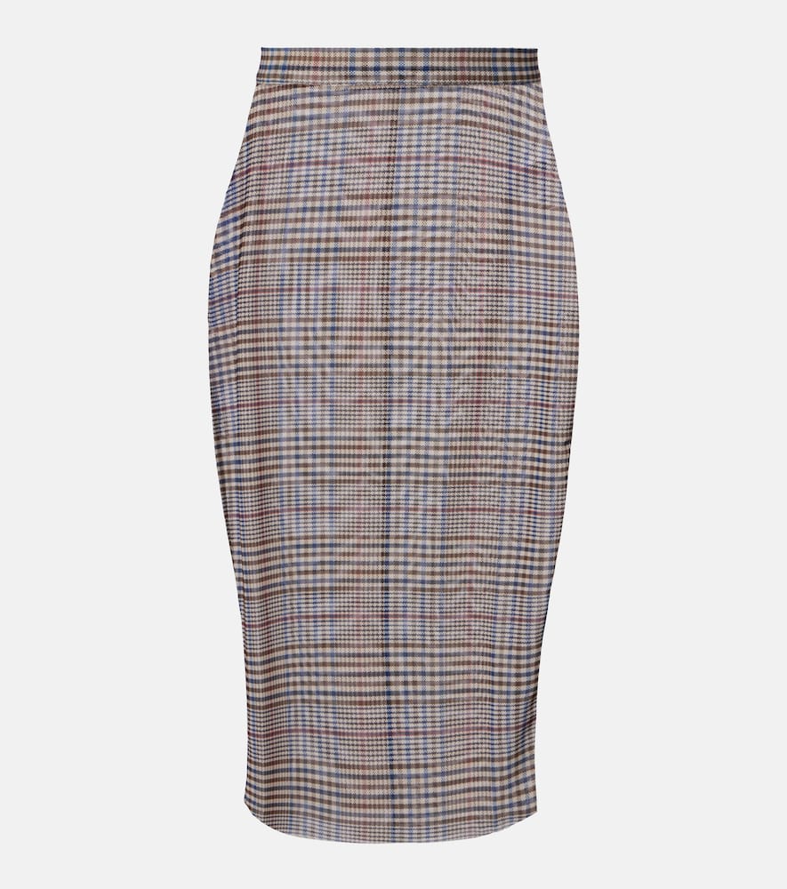 Aurora plaid sheer mesh midi skirt