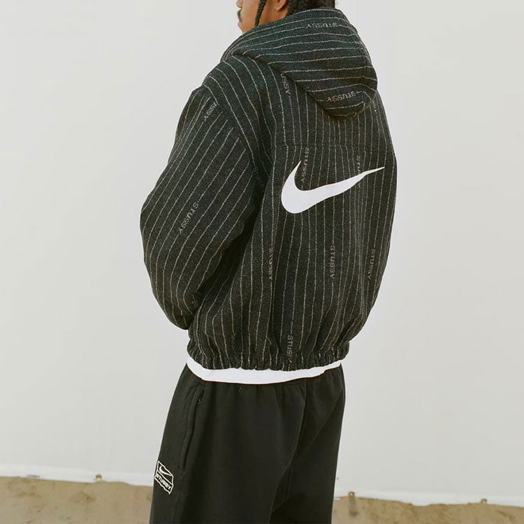 X Stussy Stripe Wool Jacket 'Antique Black'