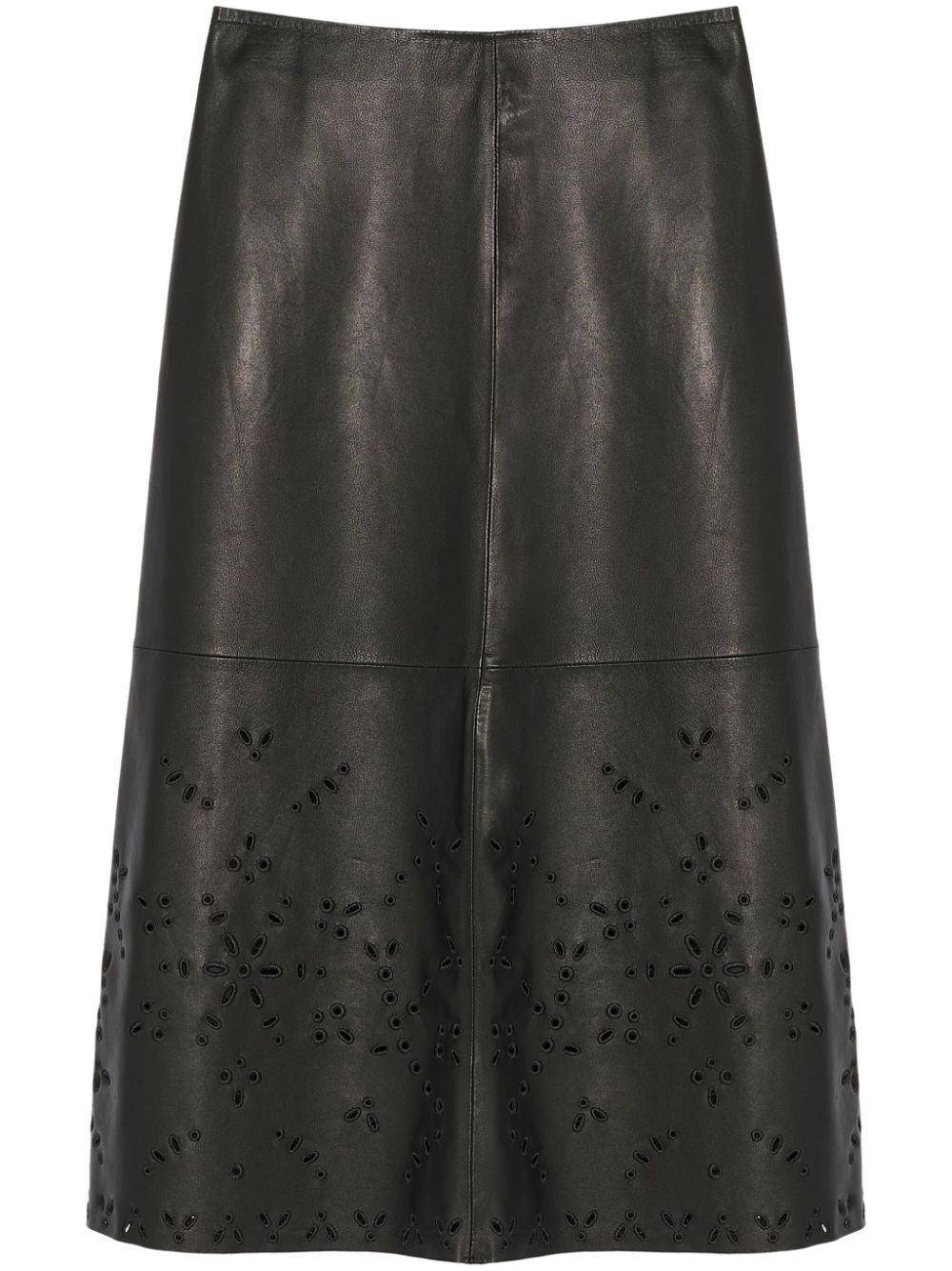 Leather midi skirt - Black