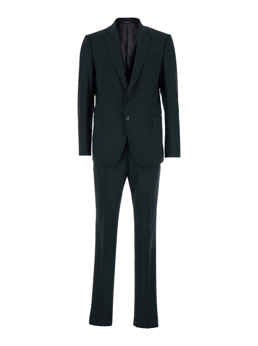 Grey Single-breasted Suit With Notched Revers In Wool Blend Man
