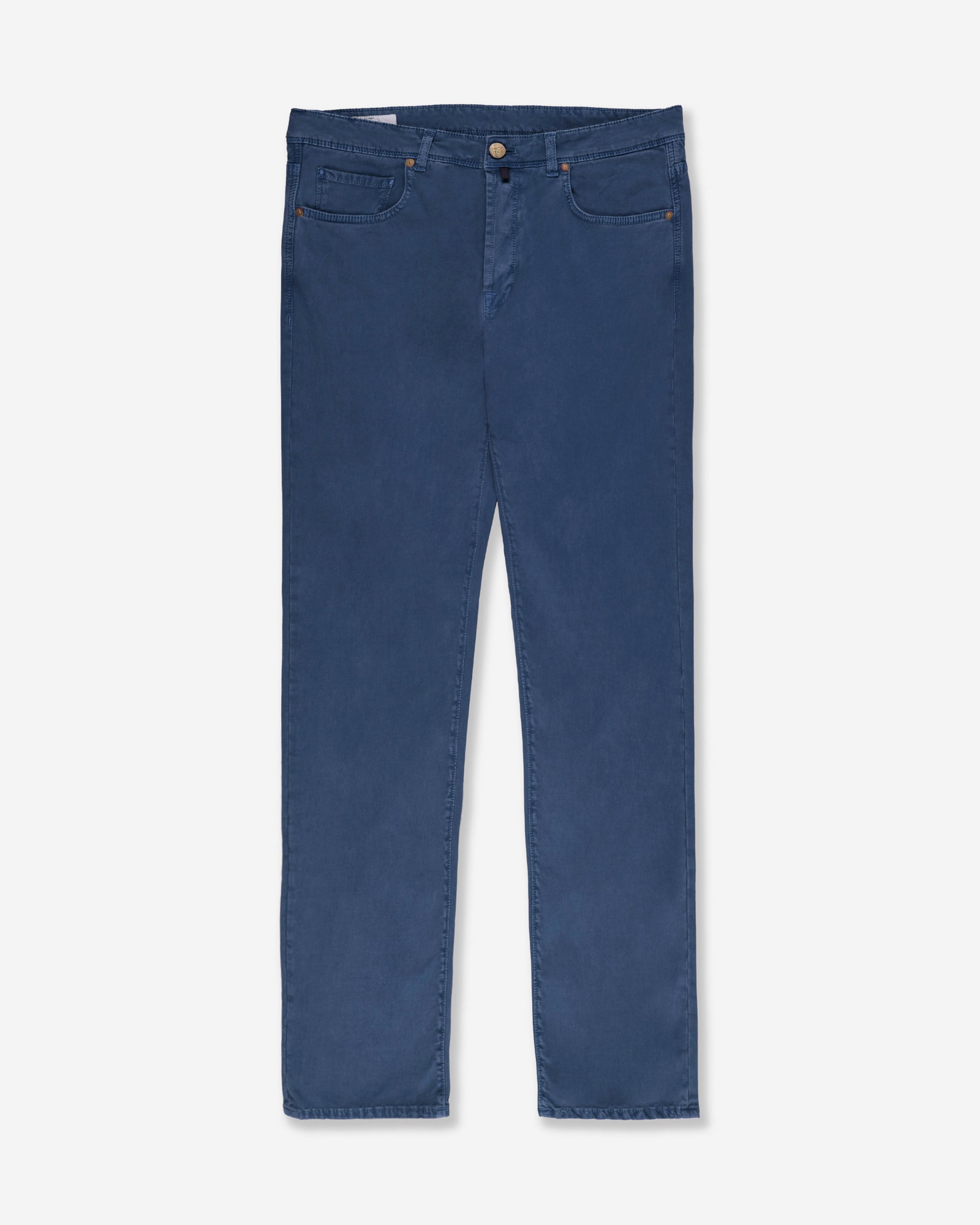 Slim fit stretch cotton tricot five-pocket trousers dark blue