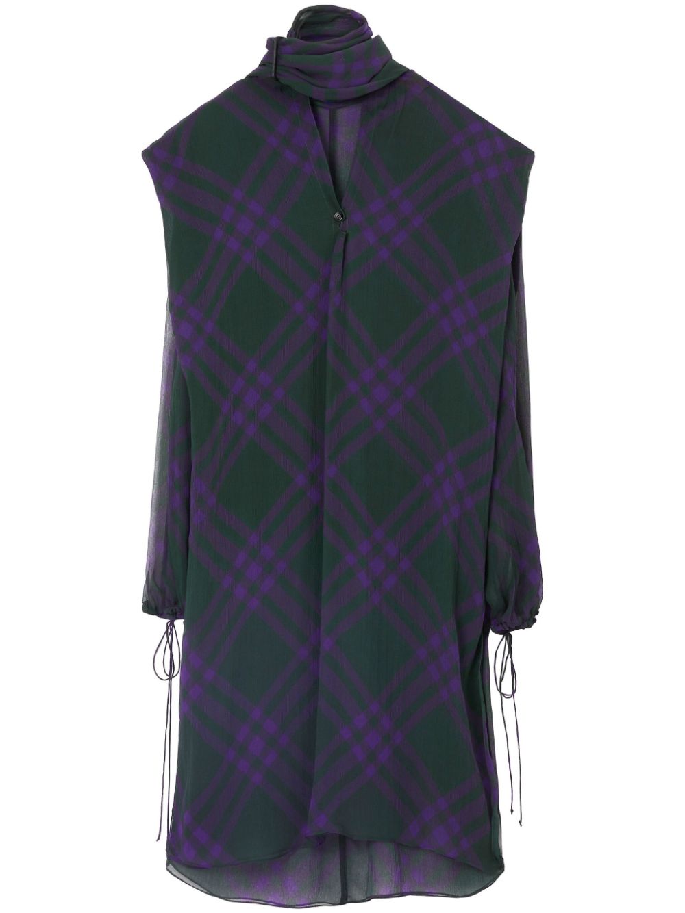 Check-pattern silk blouse - Purple