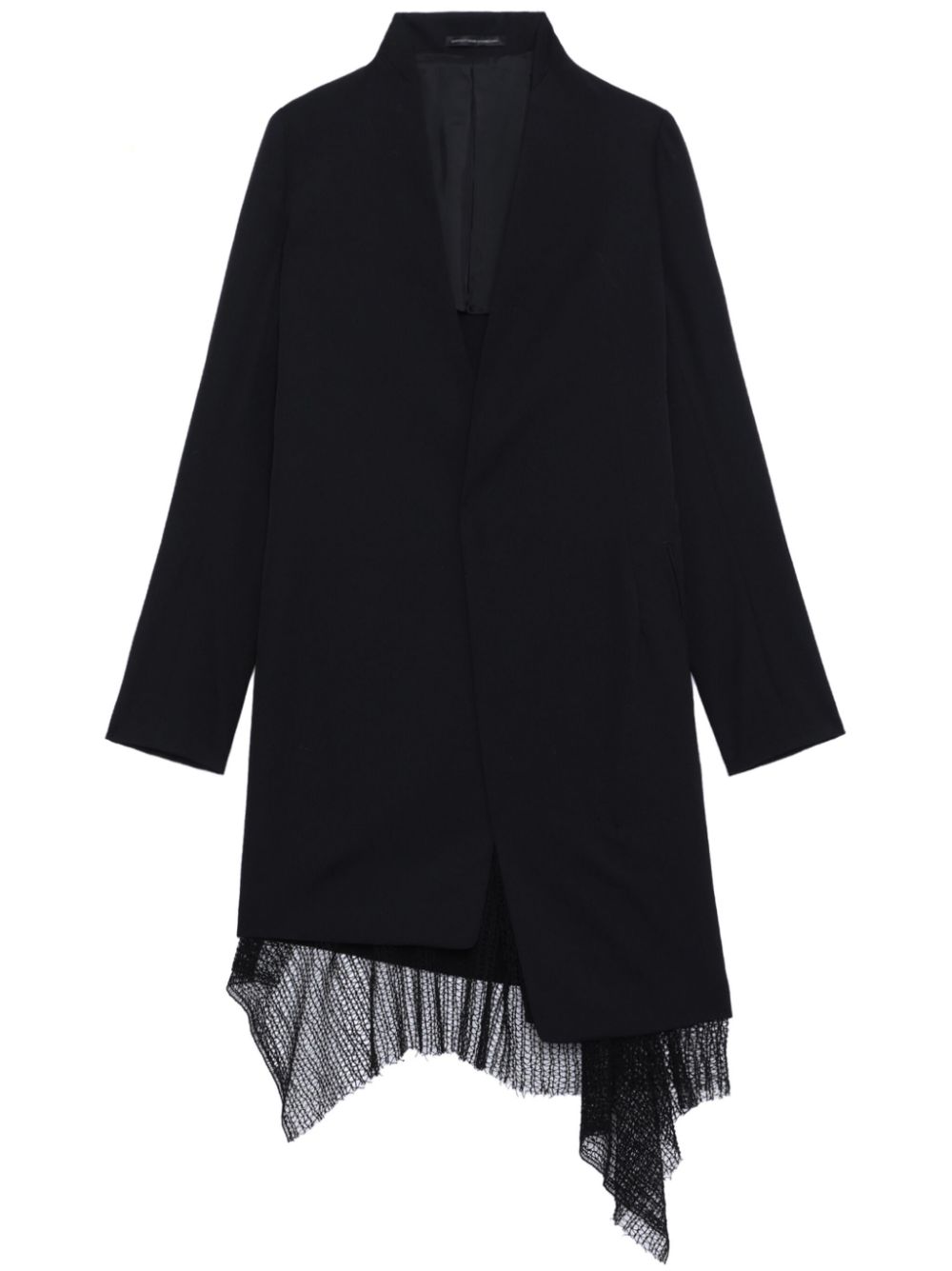 Asymmetric wool single-breasted coat - Black