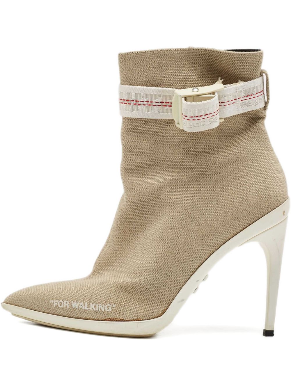 100mm buckle-strap canvas boots - Grey