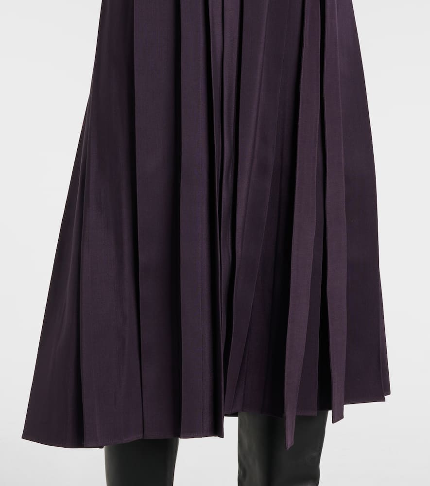 Pleated wool and silk midi dress