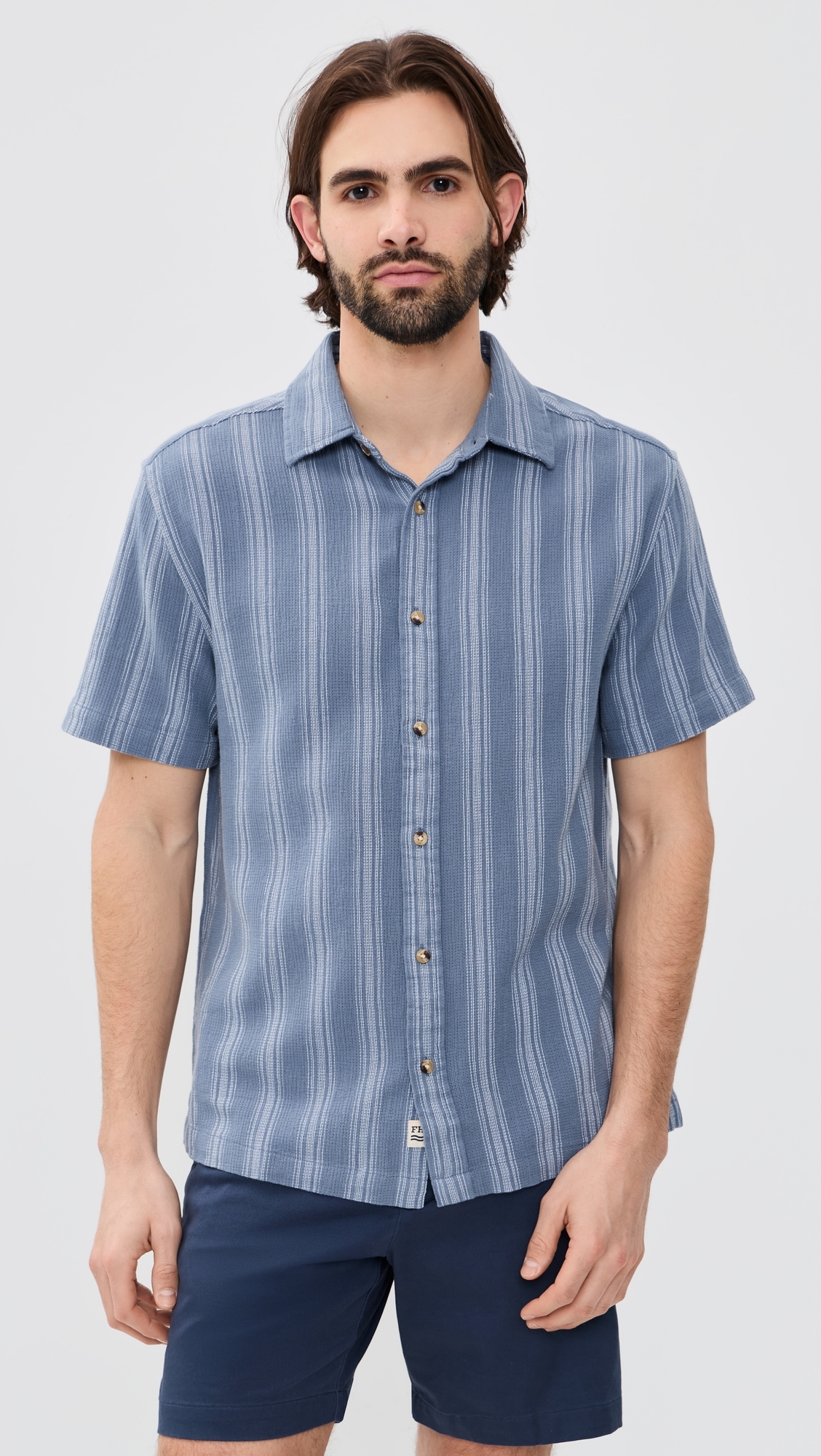 Oasis Textured Shirt Maritime Stripe