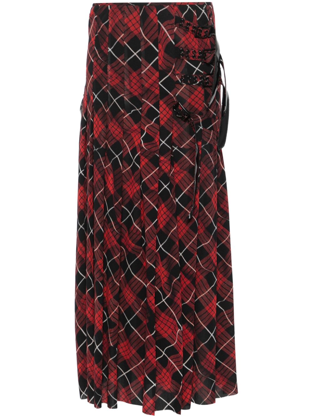 Plaid-check midi skirt - Red