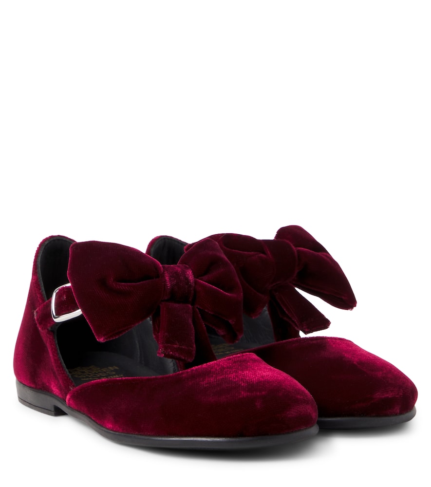 PèPè Bow-detail velvet ballet flats
