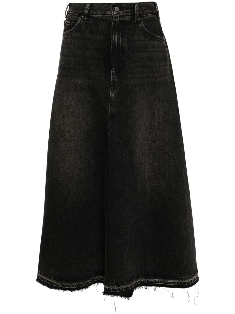 Distressed maxi denim skirt - Grey