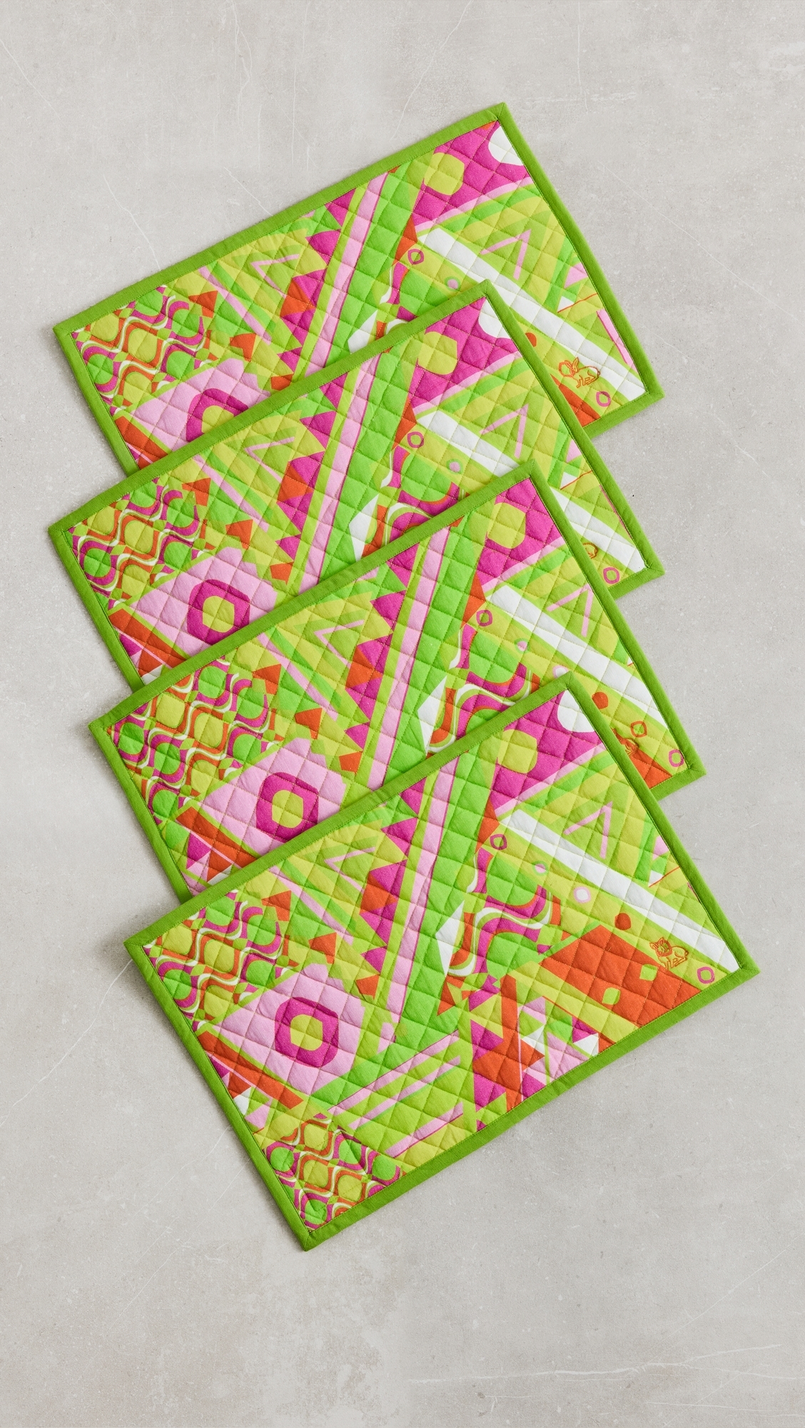 Placemats Set of 4 Prism Geo Lime Blaze One Size
