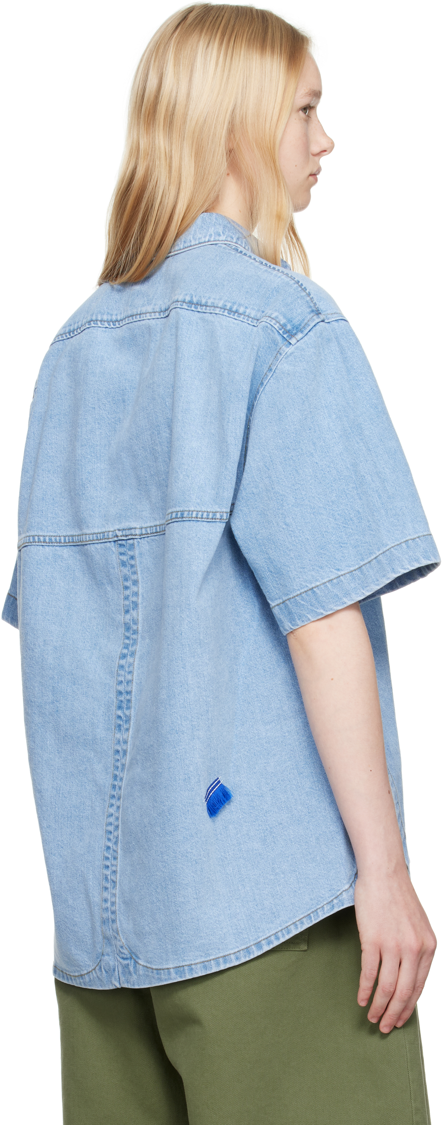 ブルー Product. 57 五分袖 デニムシャツ