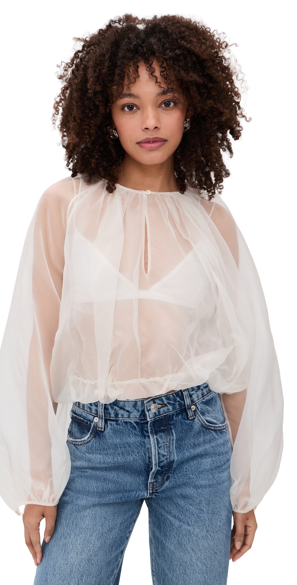 The Sheer Balloon Blouse Cream