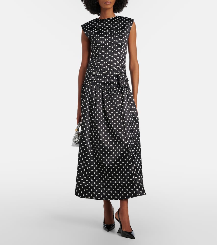 Polka-dot satin corset top