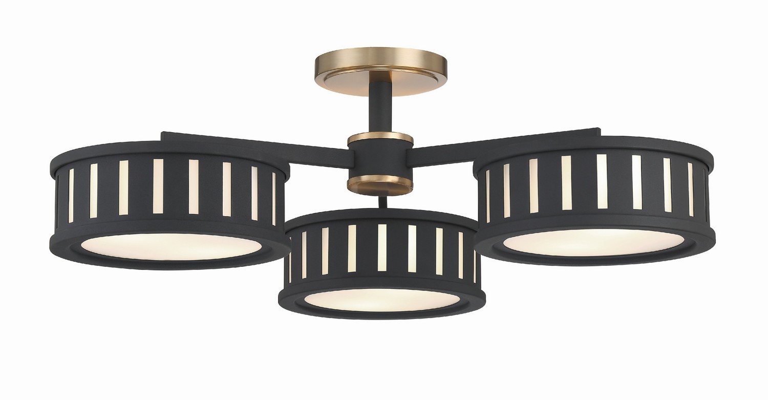 Kendal 6-Light Ceiling Mount in Vibrant Gold with Forge Black