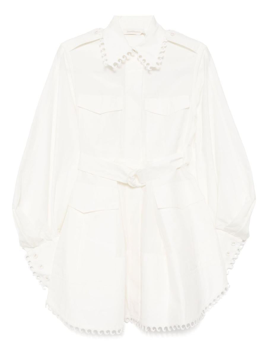 Ivory White Mini Dress With Belt Waist