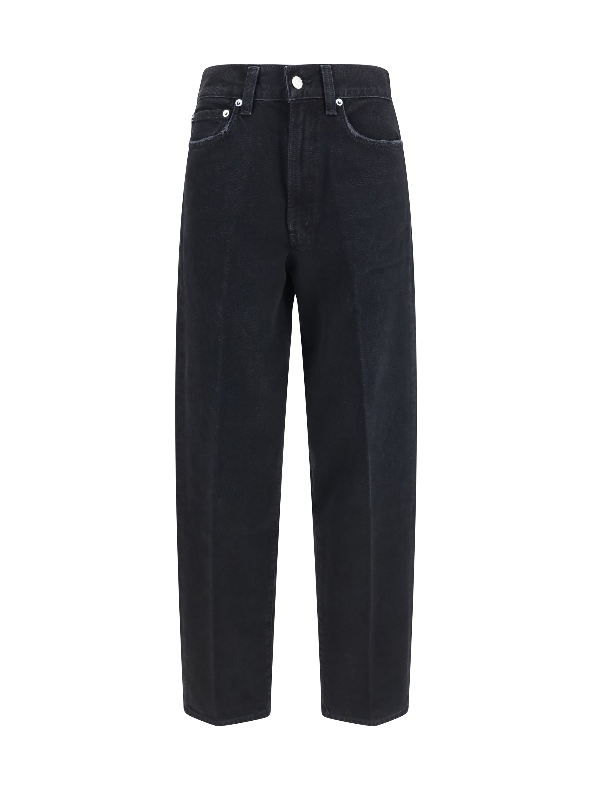 High-Rise Cotton Jeans — Black