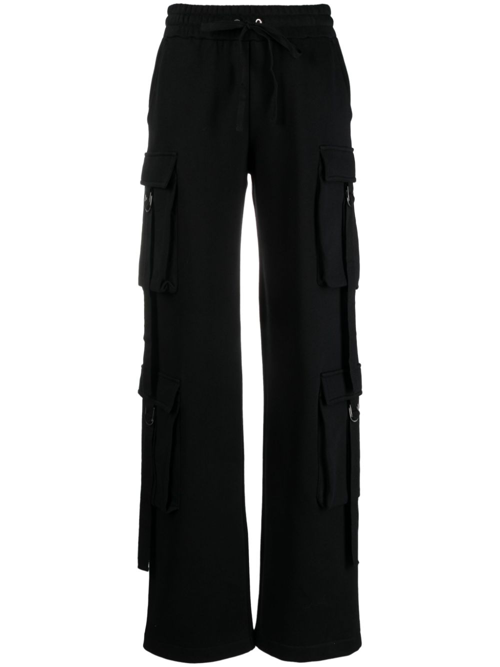 Straight-leg cotton cargo trousers - Black