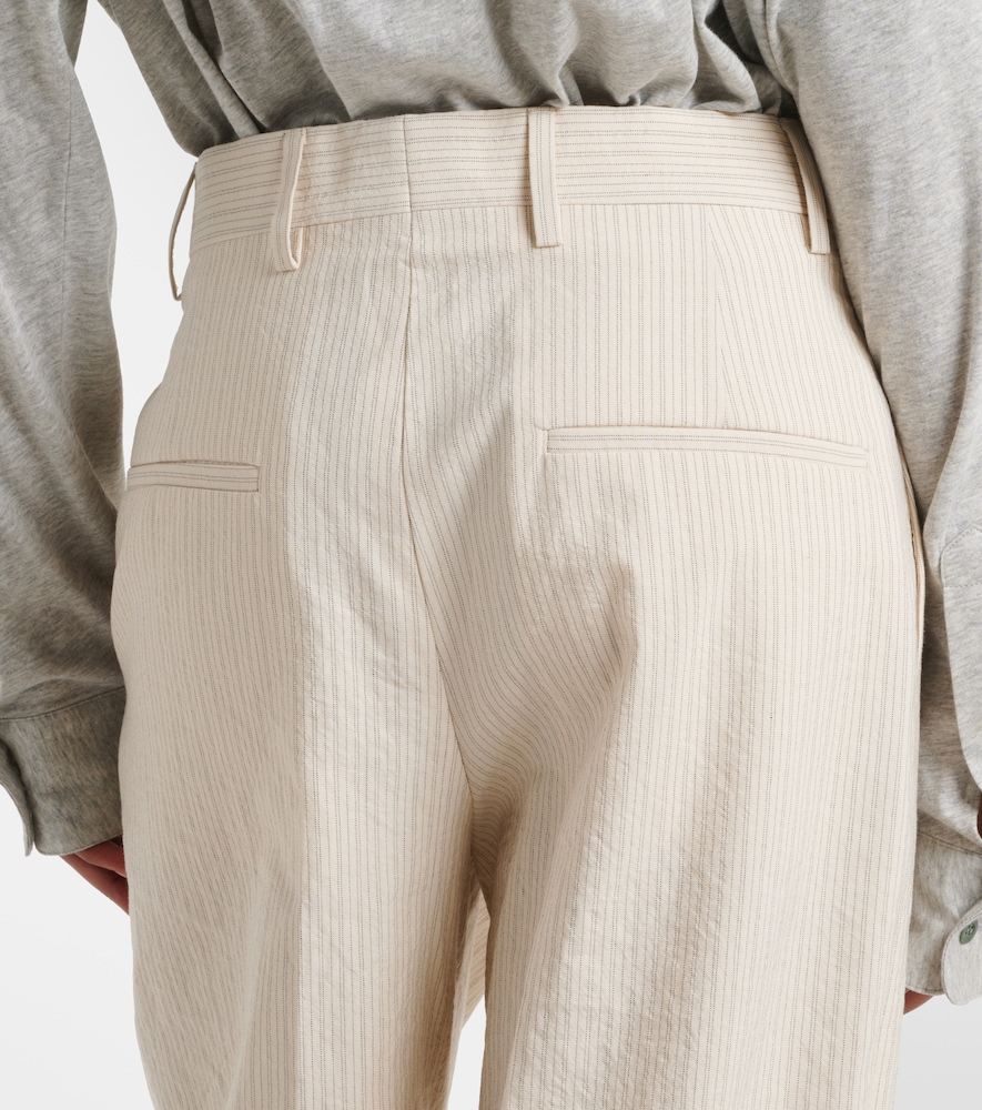Pilar striped cotton-blend wide-leg pants