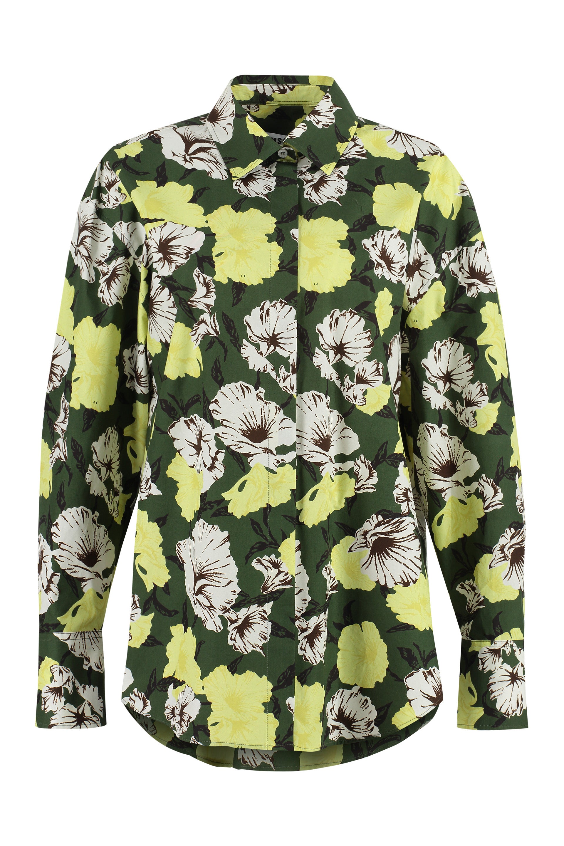 Floral-Print Cotton Shirt — Green