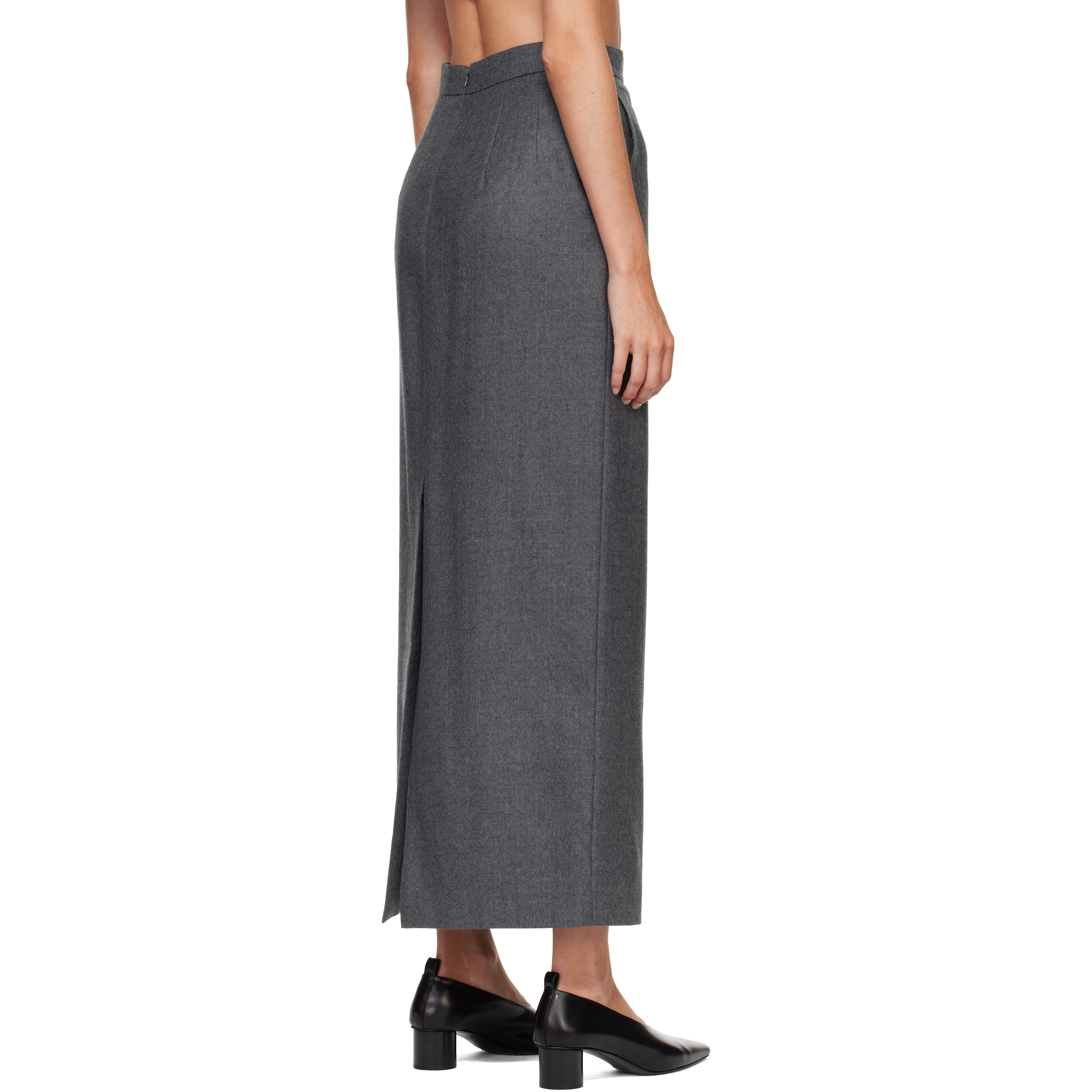 Gray Melonia Wool Maxi Skirt