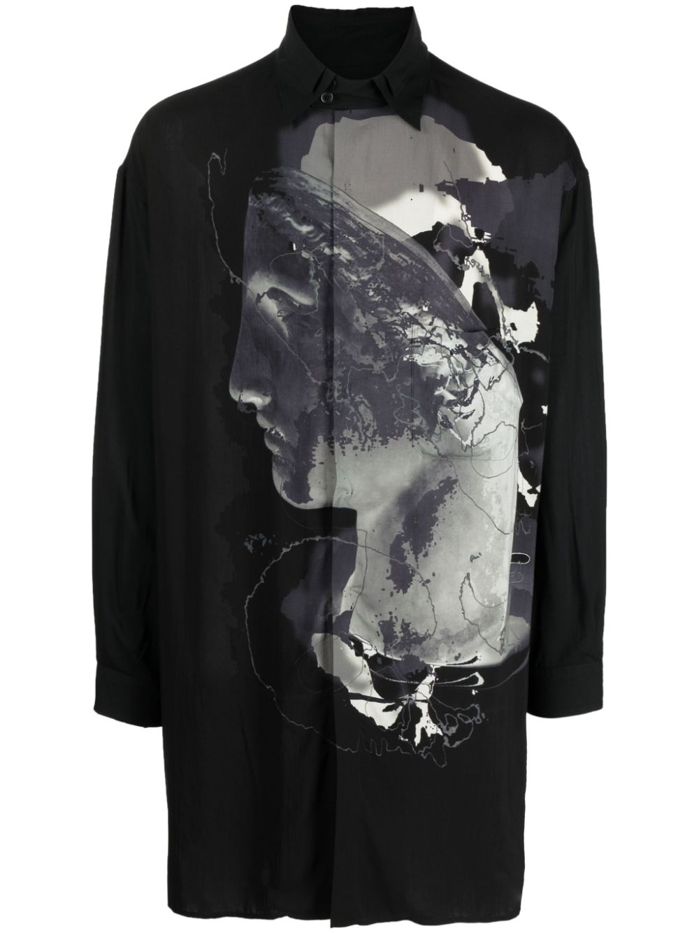 Graphic-print long-sleeve shirt - Black