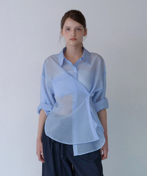 Side Button Sheer Shirt