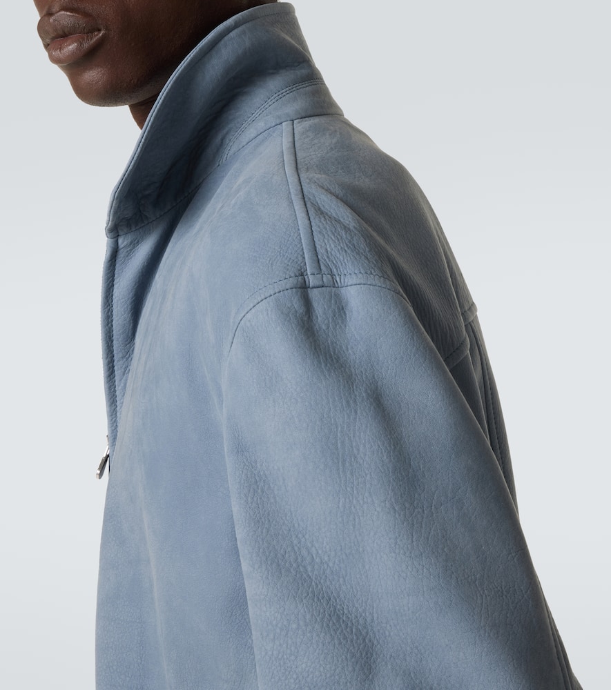 Leather blouson jacket