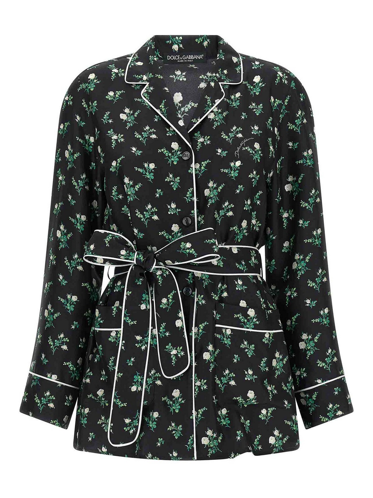 Dolce&Gabbana - silk blouse belt waist floral piping