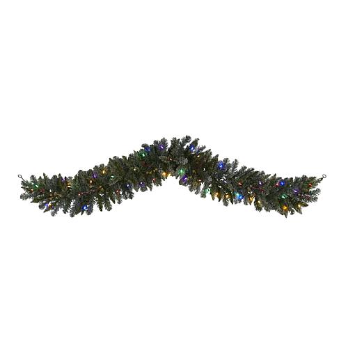 6 Ft. Flocked Garland with 50 Multicolored Lights