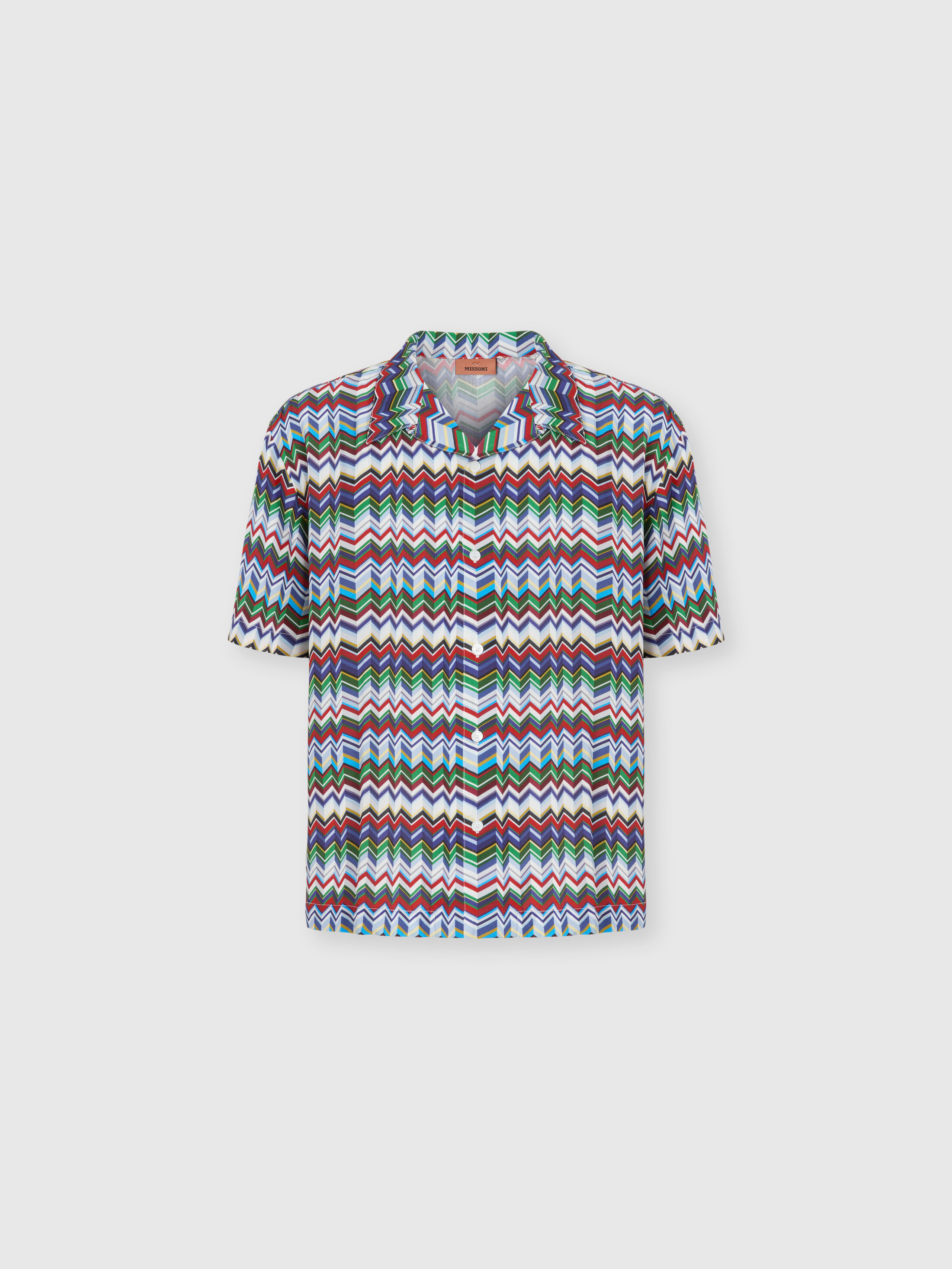 Missoni - Bowlinghemd aus Viskose mit unregelmäßigem Zickzackdruck, Herren, Mehrfarbig, Größe