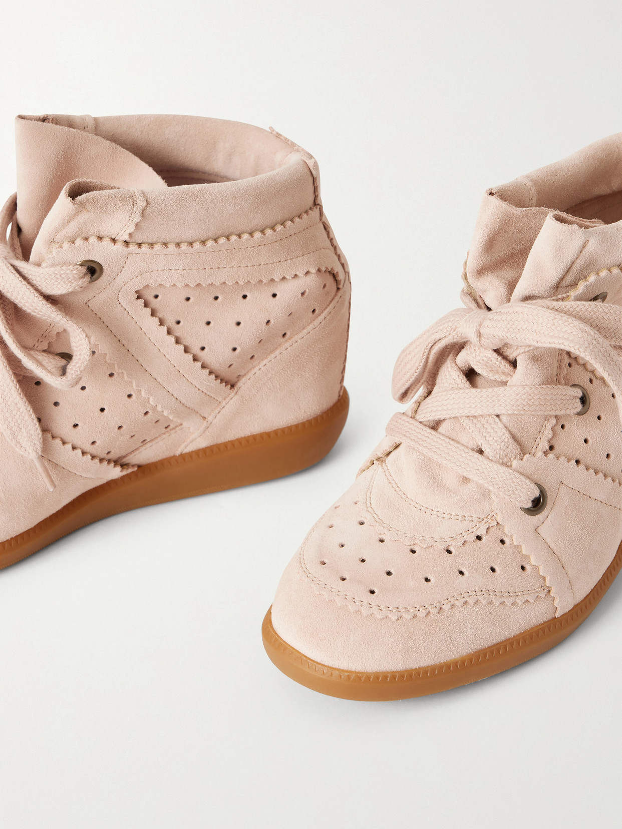 Bobby Suede Wedge Sneakers - Pink