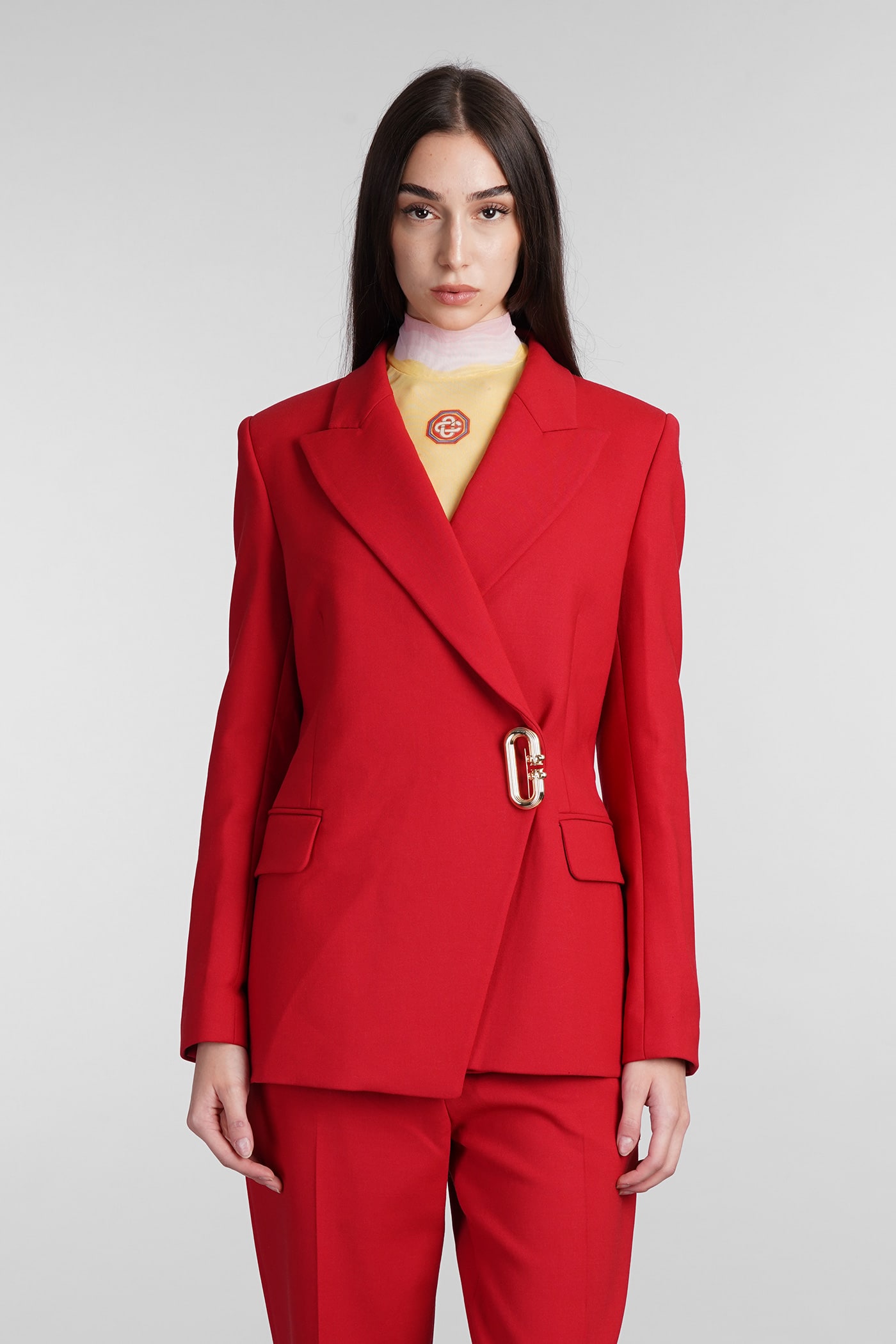 Asymmetric double-breasted blazer - Red