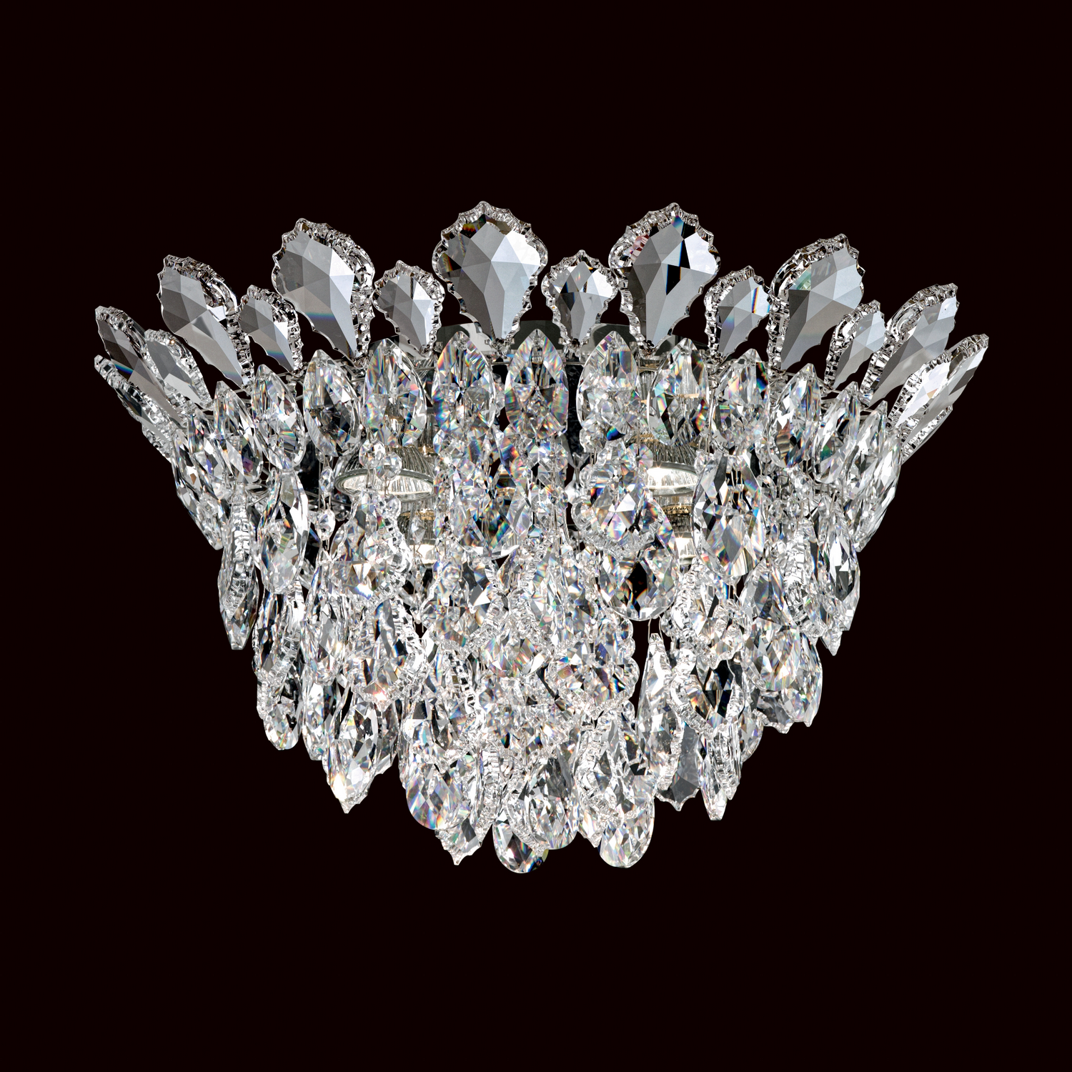 Schonbek Trilliane Strands 4-Light Ceiling Light in Stainless Steel with Clear Heritage Crysta