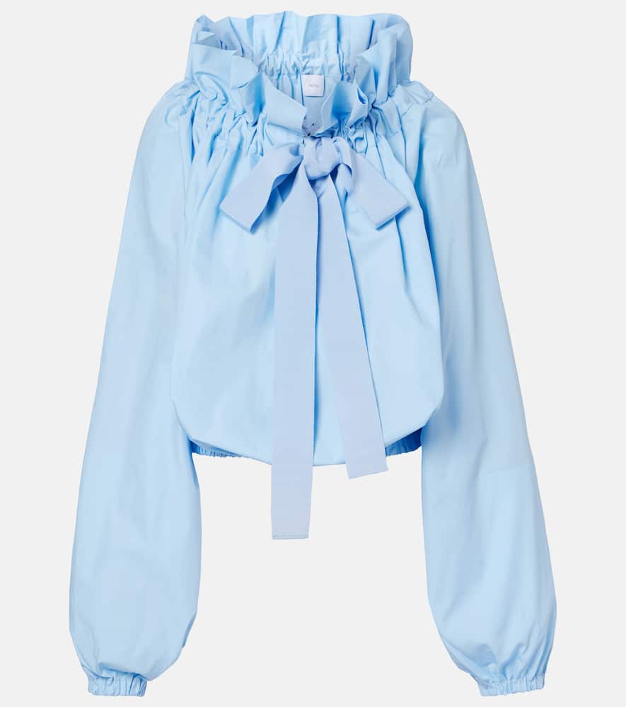 Tie-neck cotton blouse