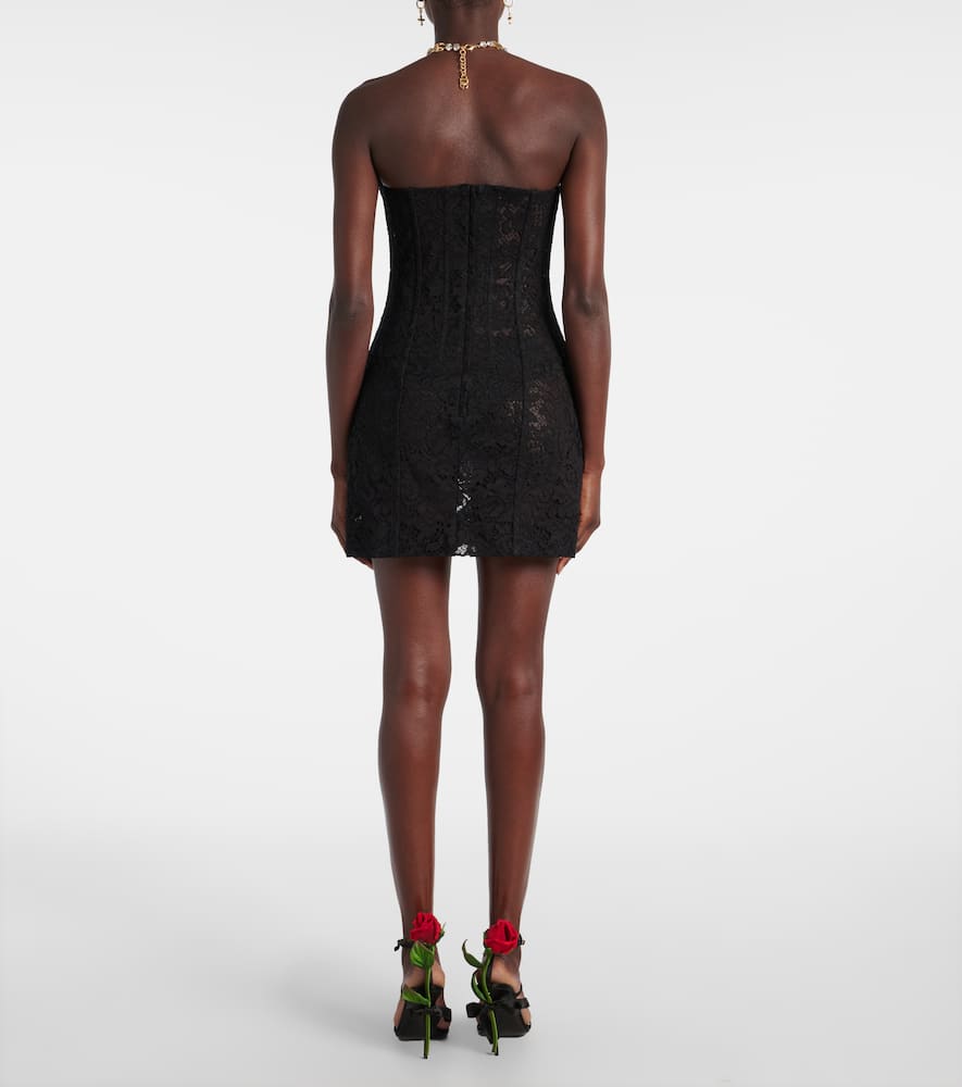 Floral cotton-blend lace minidress