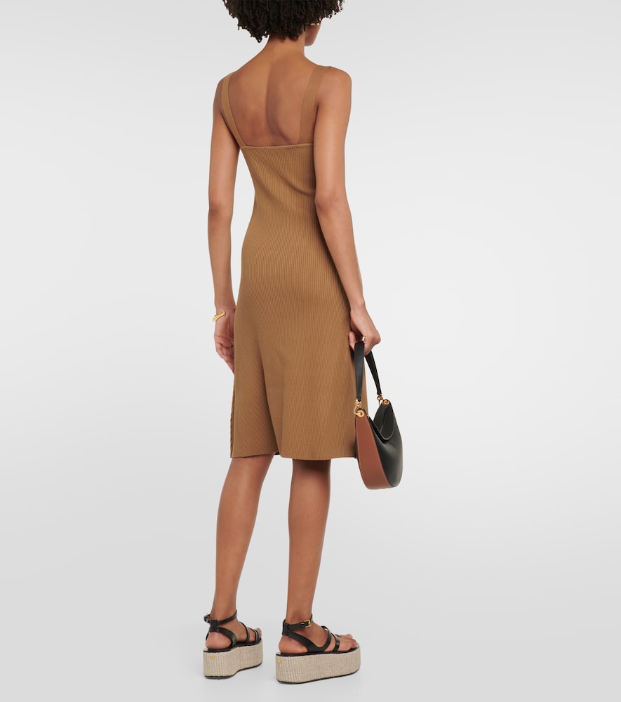Vince Ribbed-knit cotton-blend midi dress