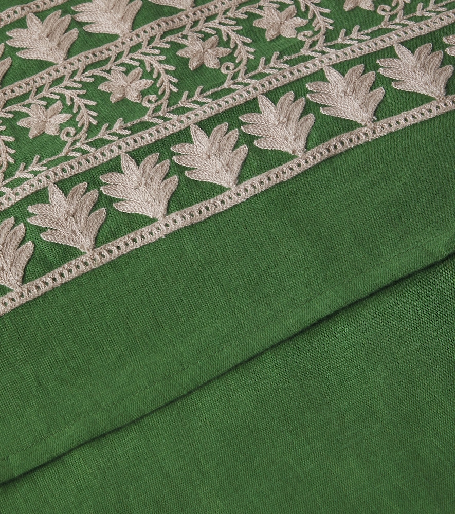 Embroidered linen tablecloth